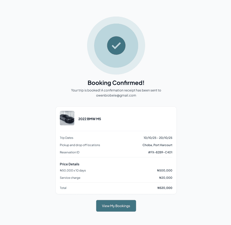 Flexride – Car Rental Platform MVP - Final Result