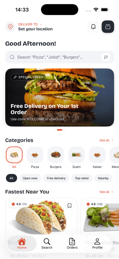 DFood — Food Delivery & Discovery Mobile App app screenshot