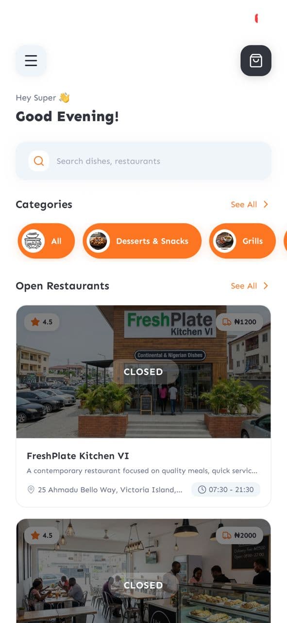 DFood - Food Delivery Mobile Application app screenshot