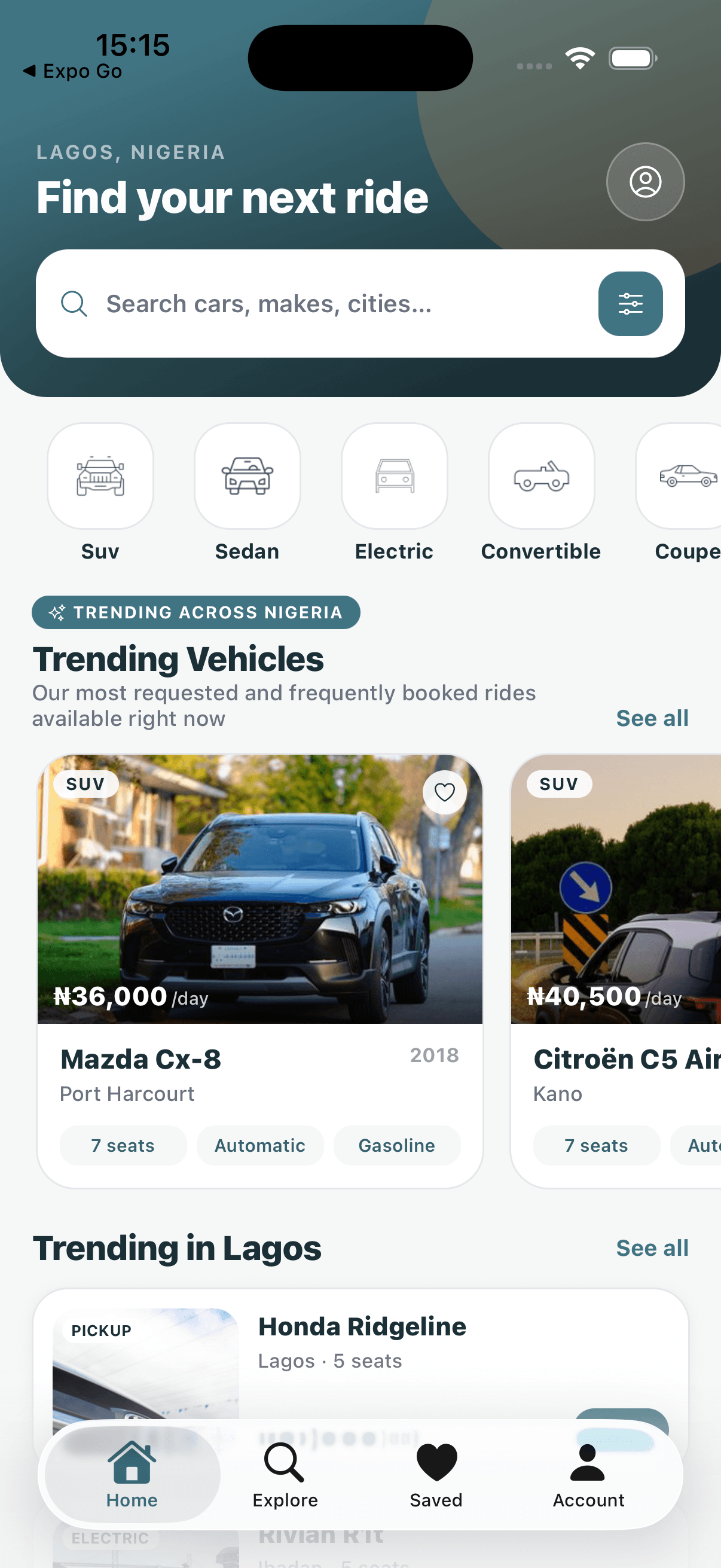 FlexRide Mobile app screenshot